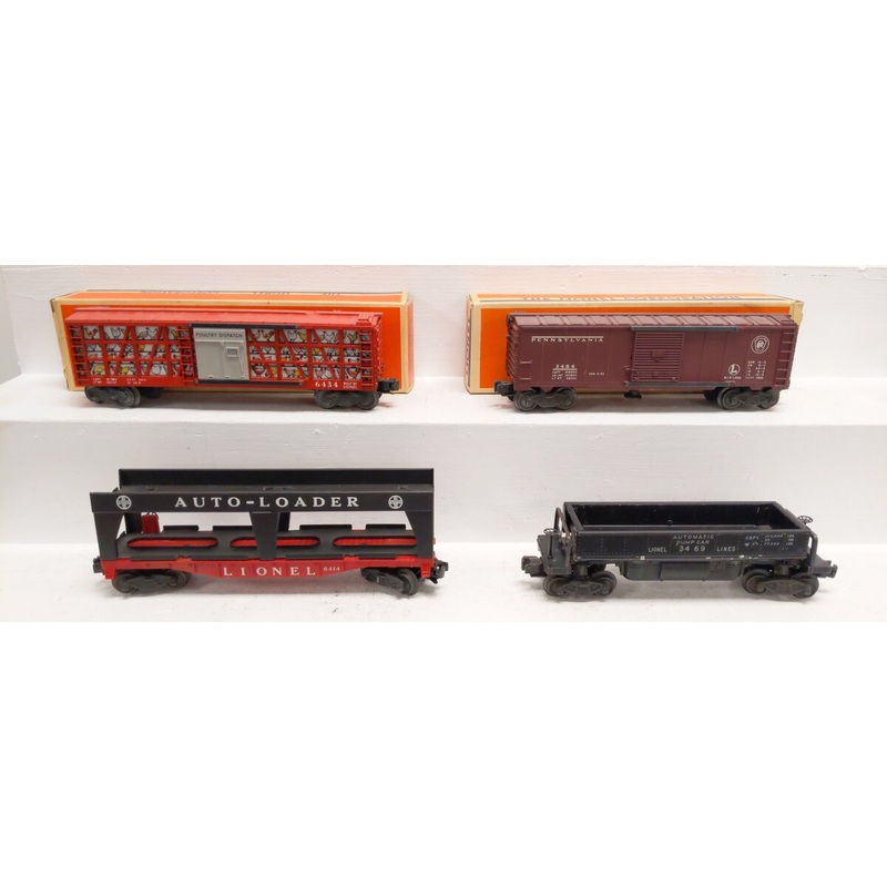 Lionel Vintage O Operating & Freight Cars: 6414, 3469, 6434, 3484 [4] VG