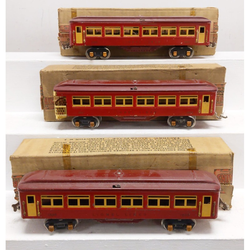 Lionel Vintage O Tinplate Lionel Lines Passenger Cars: 1685, 1687 [3] VG/Box