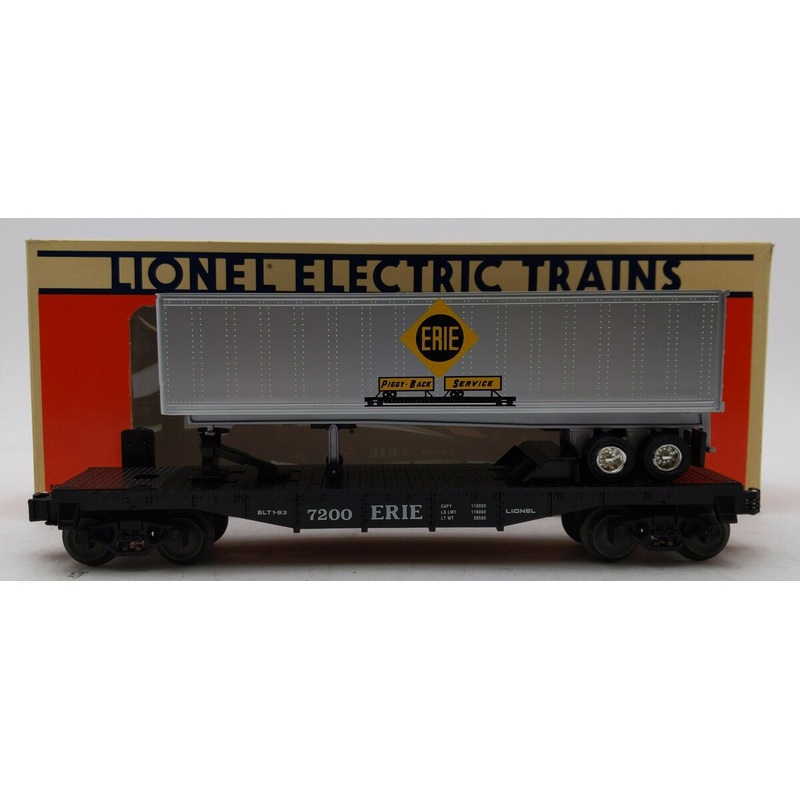Lionel 6-19415 O Gauge Erie Flatcar with Trailer #7200 EX/Box