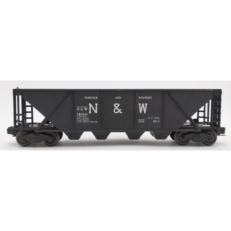 Lionel 6446-25 Vintage O Norfolk & Western Black Covered 4-Bay Hopper VG