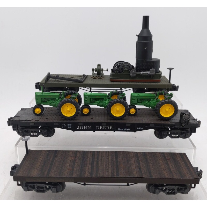 Assorted Custom MTH O Gauge Assorted Flat Cars w/Loads [3] VG