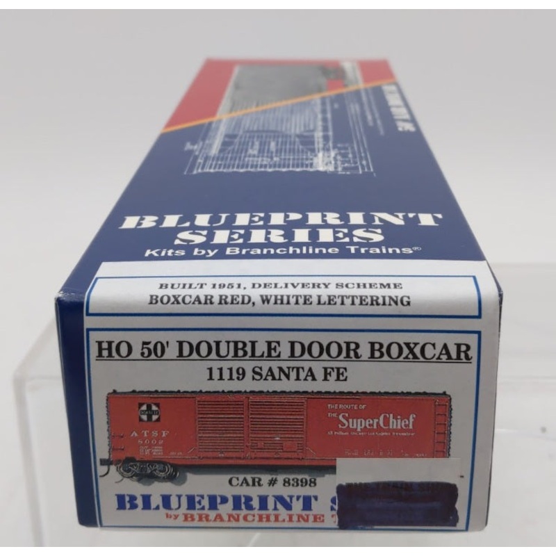Branchline Trains 1119 HO Santa Fe 50′ AAR Double Door Boxcar # 8398 Kit