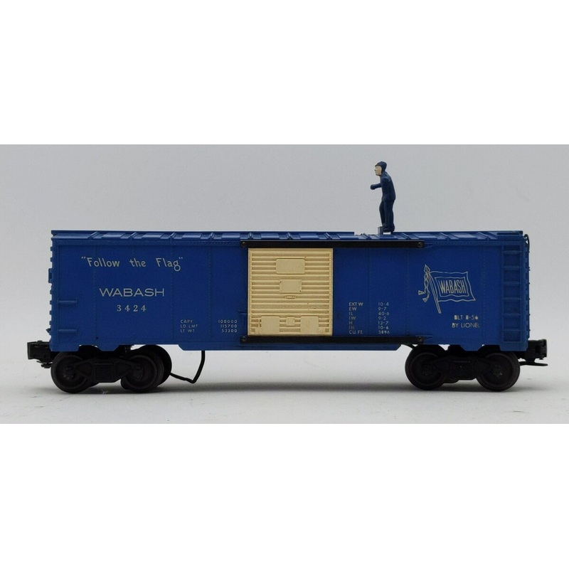 Lionel 3424 VIntage O Wabash Operating Brakeman Car W/Blue Figure VG