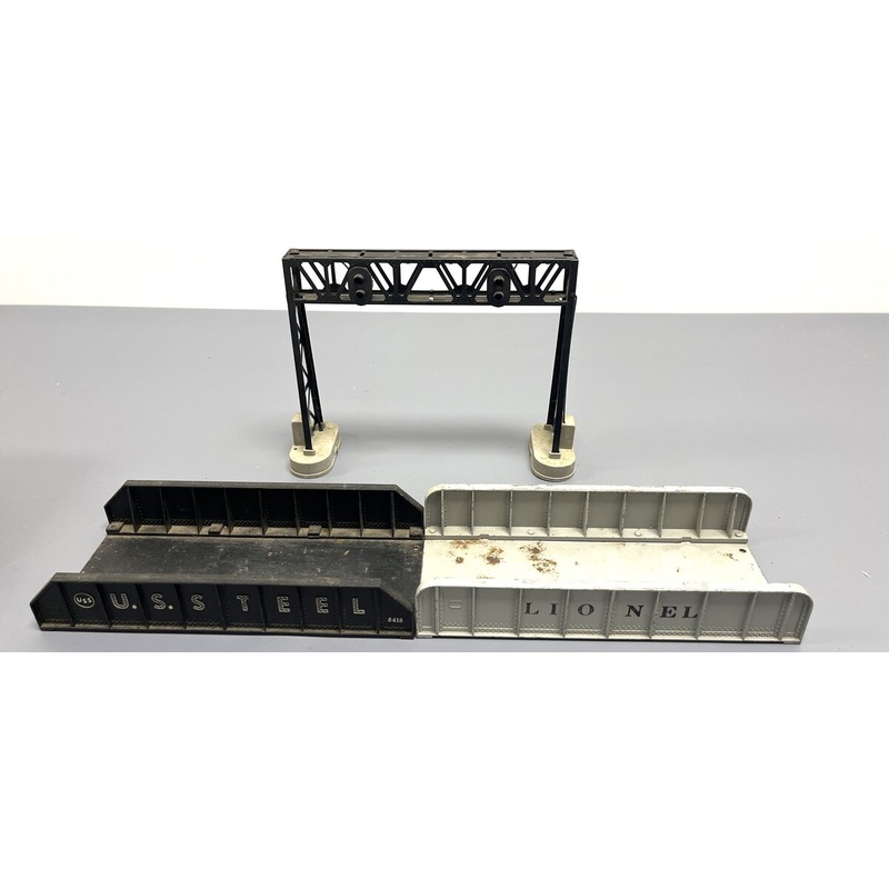 Lionel O Gauge Vintage Girders & Double Lighted Signal Bridge [3] VG
