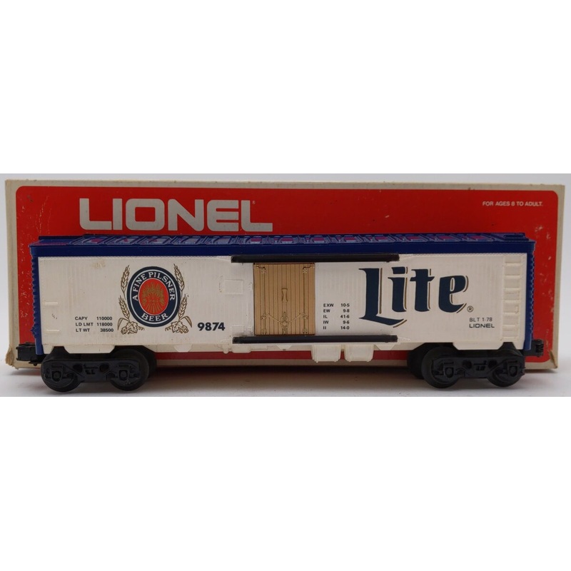 Lionel 6-9874 O Gauge Miller Lite Beer Billboard Reefer Car EX/Box