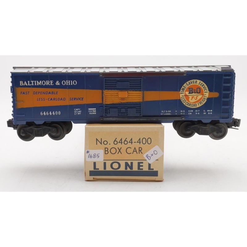 Lionel 6464-400 Vintage O Baltimore & Ohio Boxcar – 5-54 Built Date VG/Box