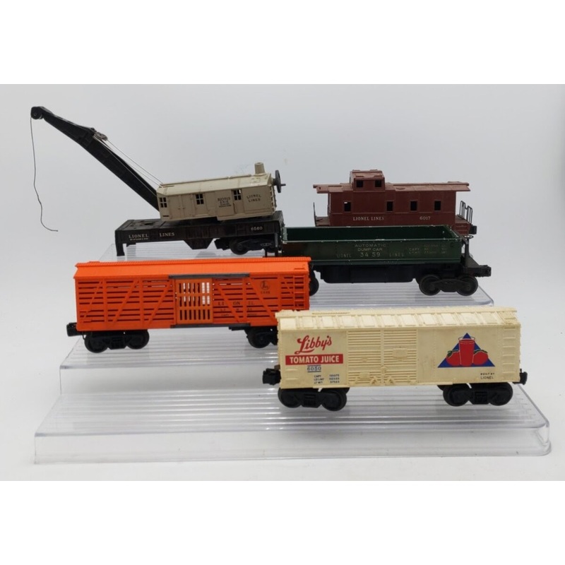 Lionel Vintage O Gauge Assorted Freight Cars:3459, 6017, 6050, 6560 & 6646 [5] VG