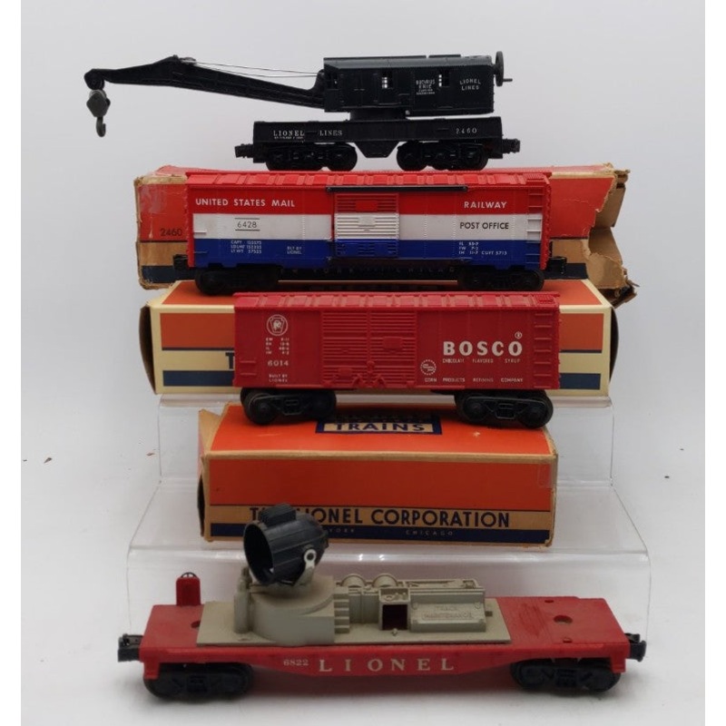 Lionel Vintage O Gauge Assorted Freight Cars: 6822, 6014-85, 6428, & 2460 [4] VG/Box