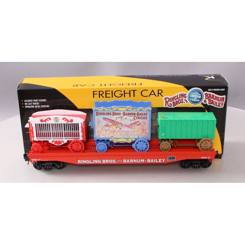 K-Line 6-21238 O Gauge Ringling Bros. Flat Car w/3 Circus Wagons EX/Box