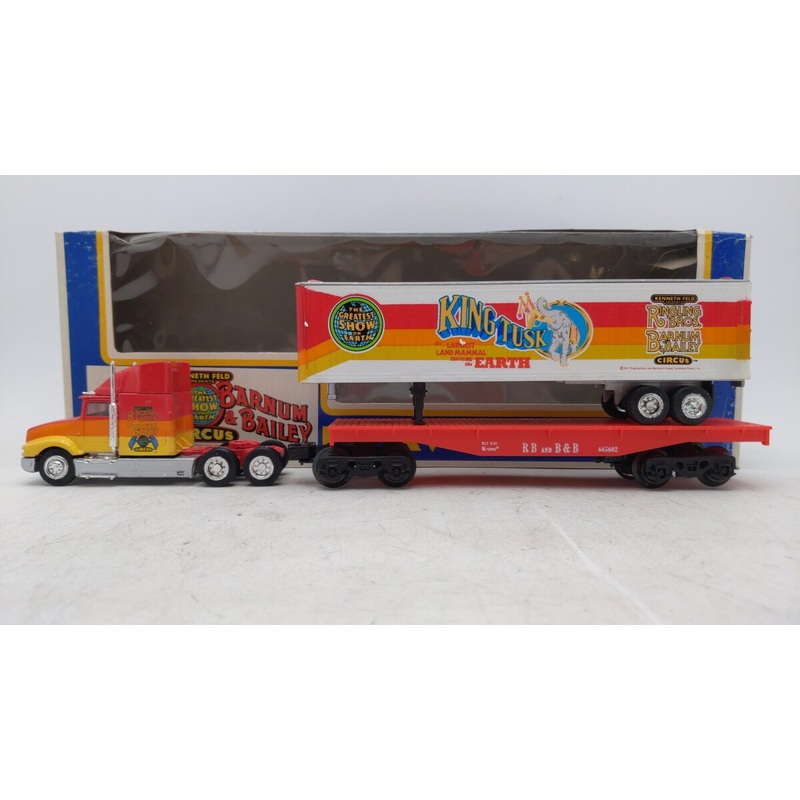 K-Line K-665602 O Gauge Ringling Bros. Flatcar w/ King Tusk Trailer EX/Box