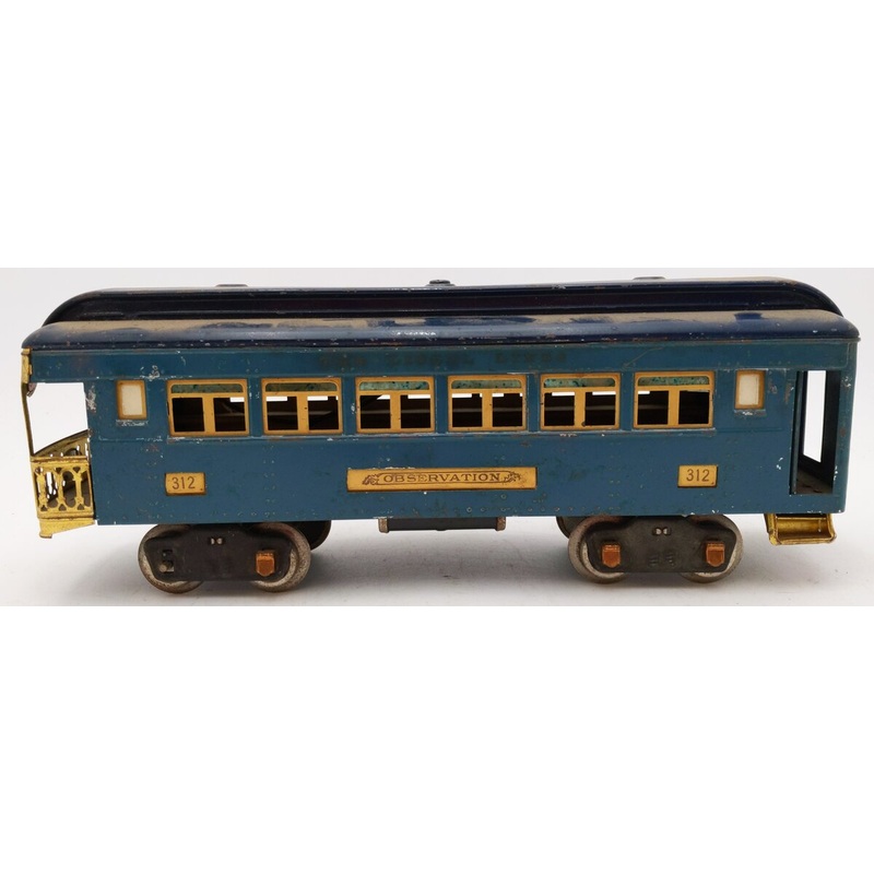 Lionel 312 Vintage Standard Gauge Tinplate Observation Car EX
