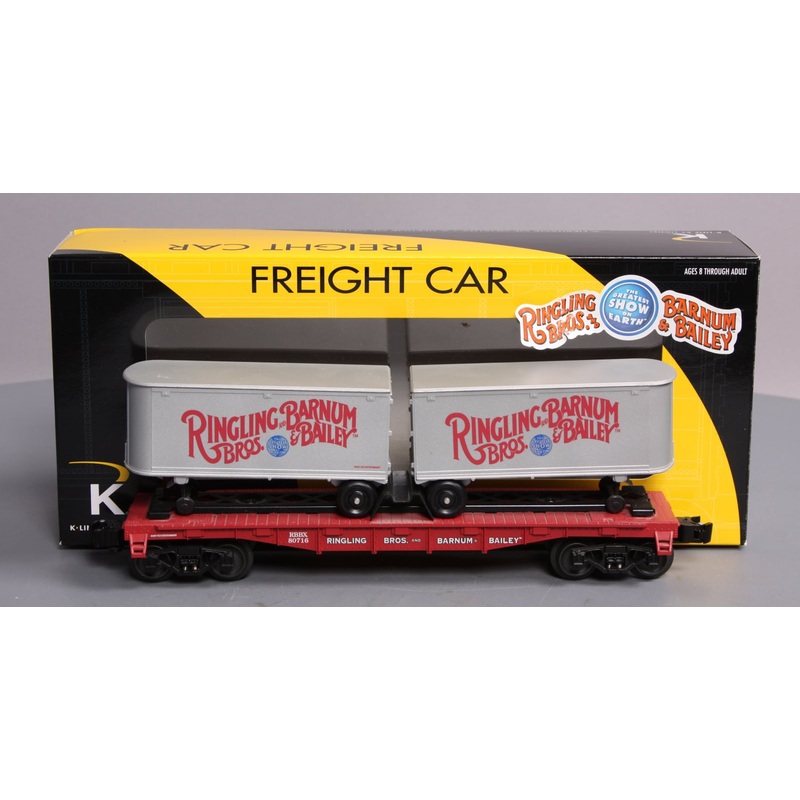 Lionel K-Line 6-21472 Ringling Bros Flatcar #80716 with 2 Trailers EX/Box