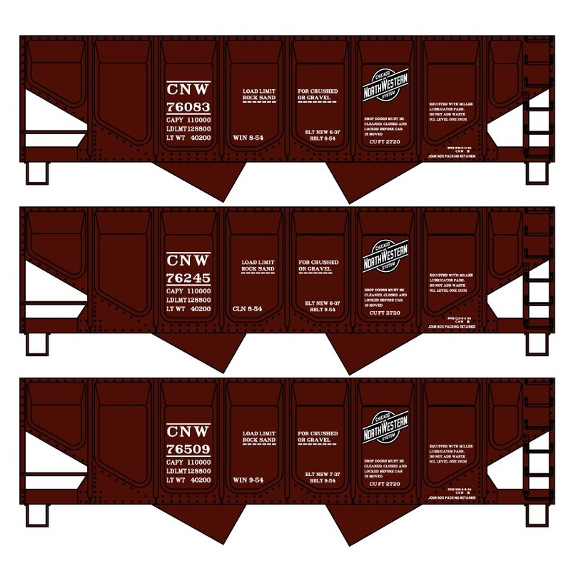 Accurail 8174 HO Chicago & North Western Panel-Side Twin Hopper Kit (Set of 3)