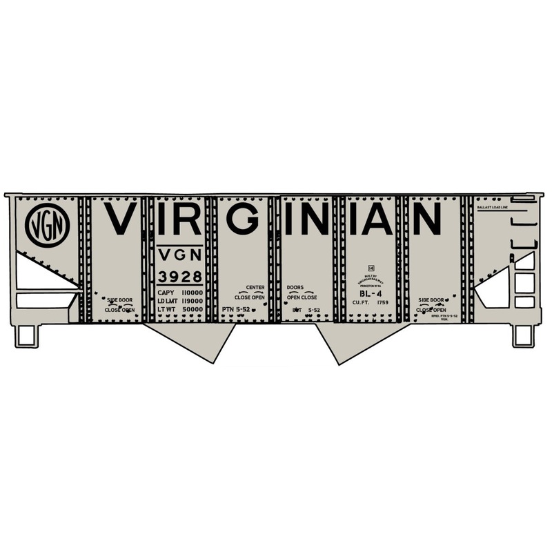 Accurail 81751 HO Virginian USRA 55-Ton 2-Bay Open Hopper Kit