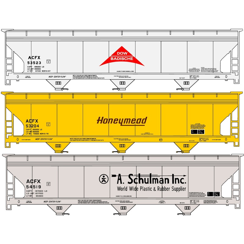 Accurail 8176 HO Private Owner ACF 47′ 3-Bay Center-Flow Covered Hopper Kit