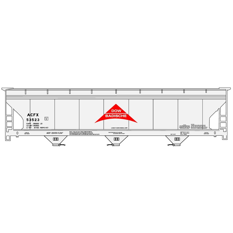 Accurail 81761 HO Dow Badische ACF 47′ 3-Bay Covered Hopper Kit #53523