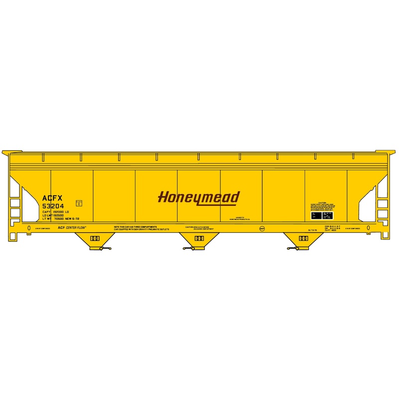 Accurail 81762 HO Honeymead ACF 47′ 3-Bay Center-Flow Covered Hopper Kit #53204