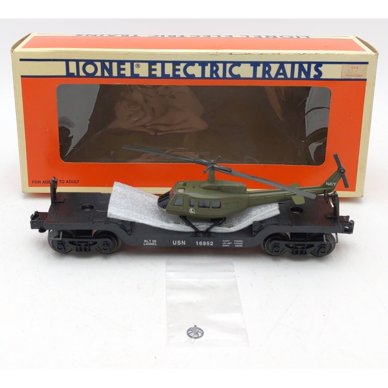 Lionel 6-16952 O Gauge US Navy Flatcar with Ertl Helicopter #16952 EX/Box