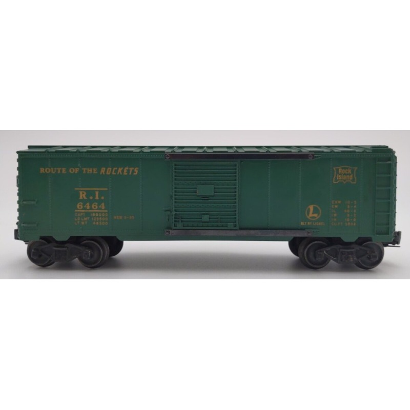 Lionel 6464-75 Vintage O Rock Island Boxcar – Type I w/ Glossy Painted Body VG