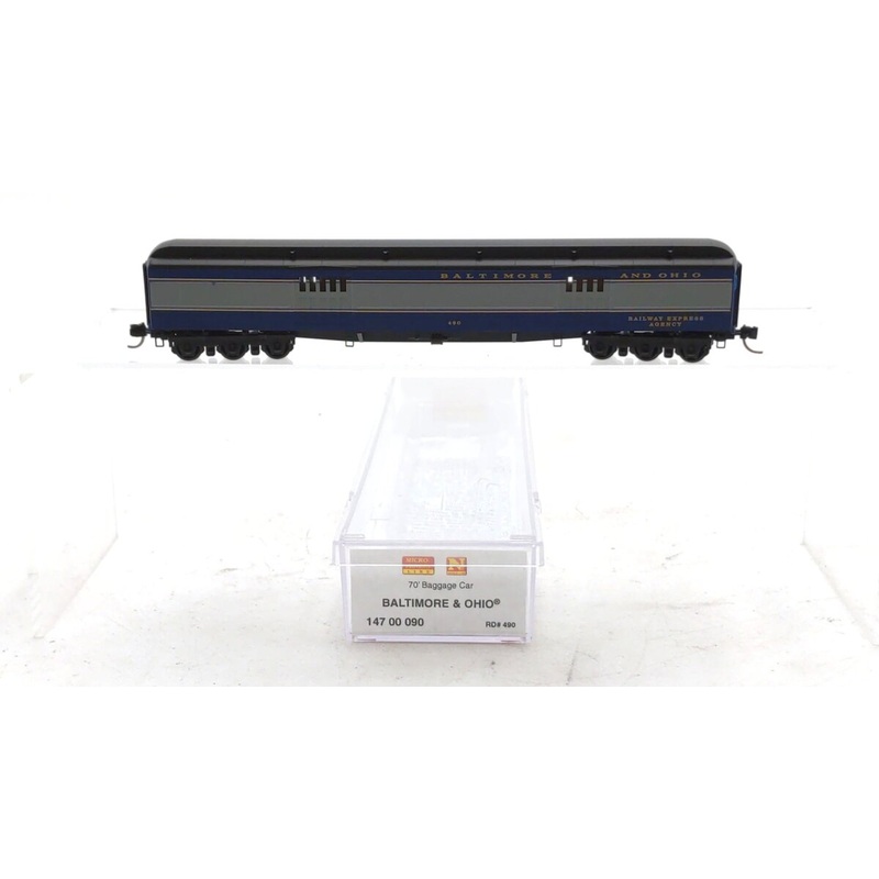 Micro-Trains 14700090 N Scale Baltimore & Ohio 70′ Heavyweight Baggage Car #490 NIB