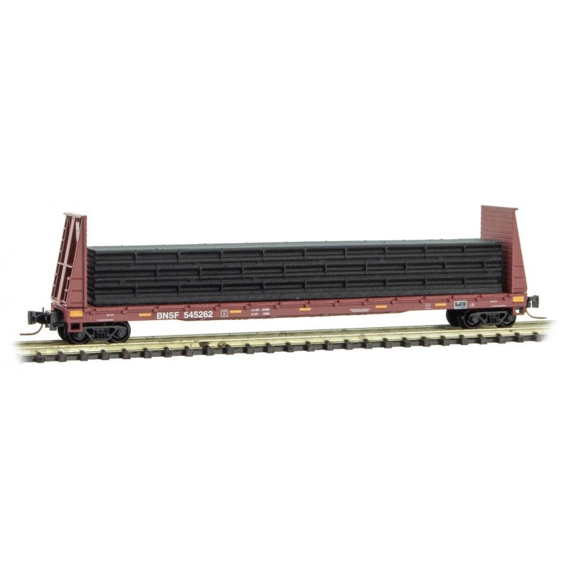 Micro-Trains 52700172 Z BNSF 60′ Bulkhead Flatcar with Pipe Load #545262 LN/Box