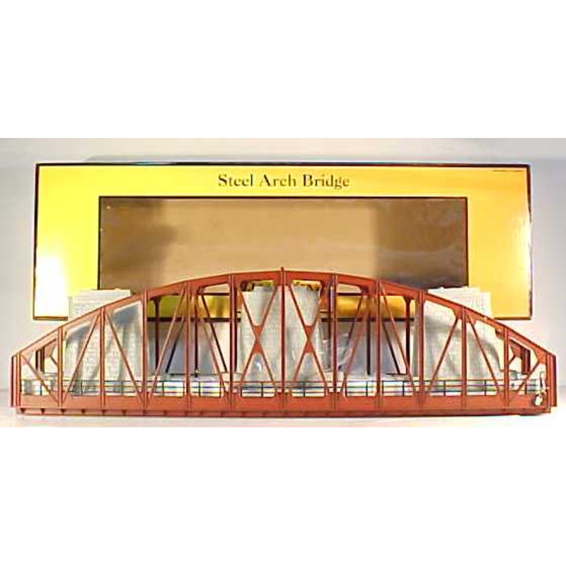MTH 40-1031 O Gauge 30 Inch Rust Colored Steel Arch Bridge w/ Piers LN/Box