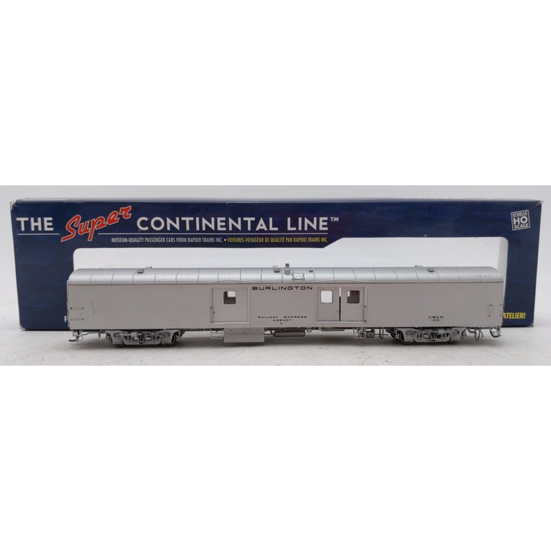 Rapido Trains 106119 HO Chicago,Burlington & Quincy 73′ 6 Smooth Side #1001 VG/Box