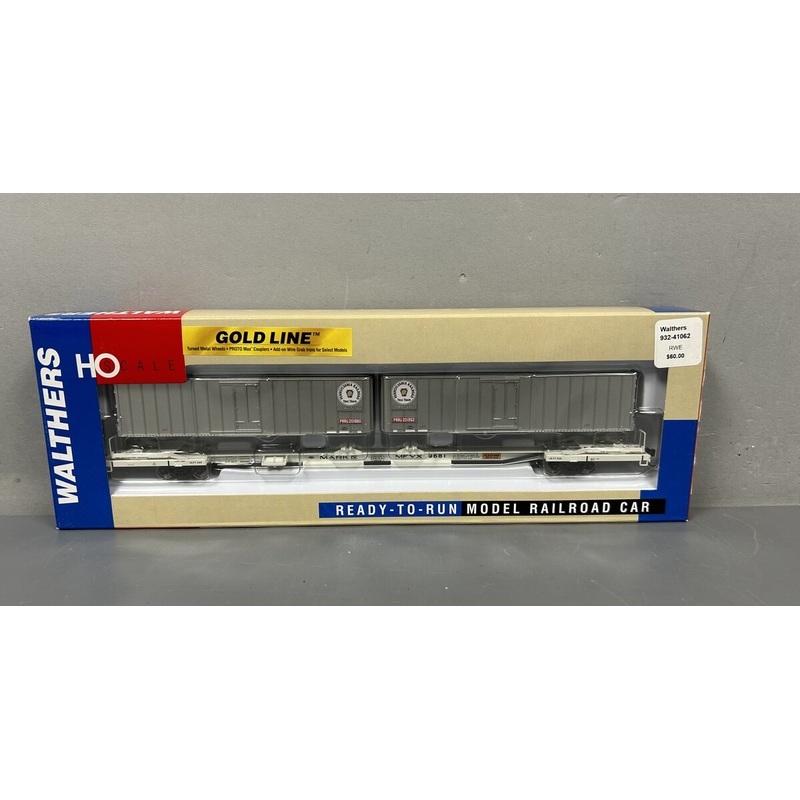 Walthers 932-41062 HO Scale PRR/ MDT Flexi-Van Mark IV Flat Car w/ Trailers LN/Box