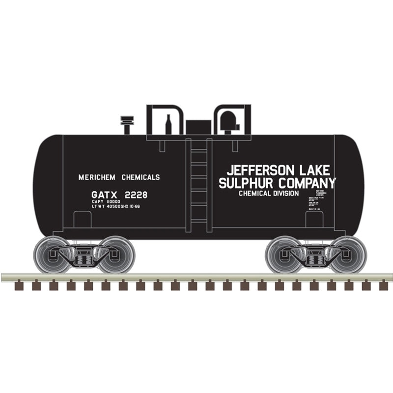 Atlas 50006877 N Jefferson Lake Sulphur GATX Beer Can Shorty Tank Car #2228