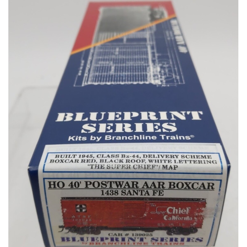 Branchline Trains 1438 HO Blueprint Series ATSF 40′ AAR Boxcar 6′ Door # 139025