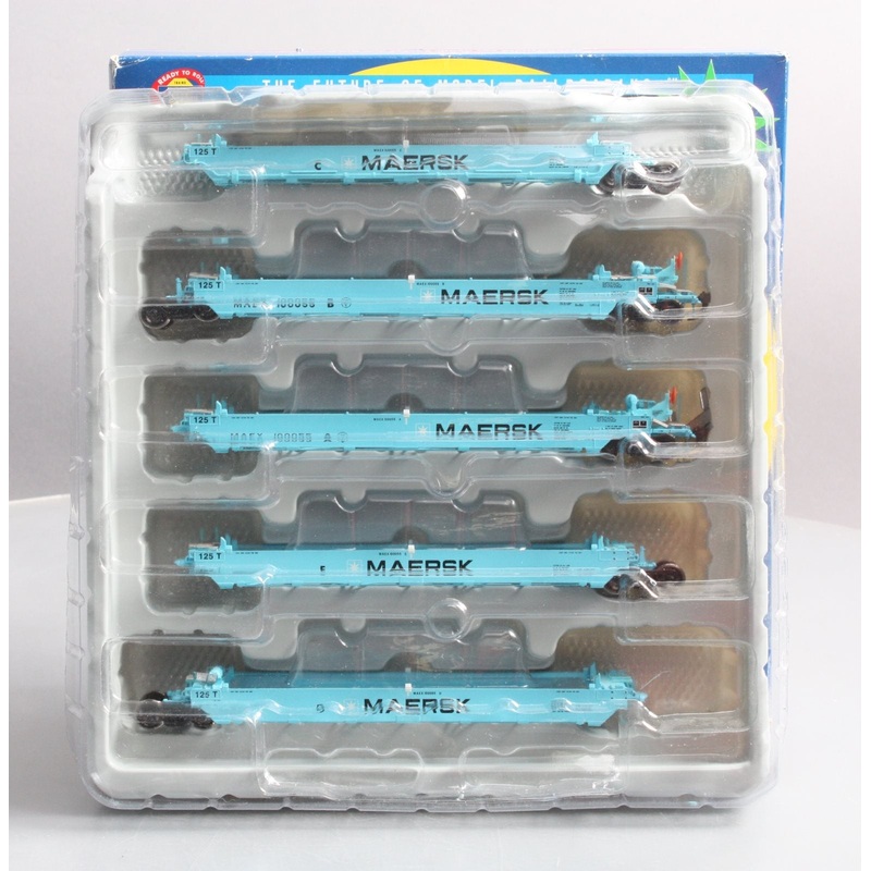 Athearn 95039 HO Maersk Maxi I Well Car/Early Ready-To-Run #100055 (Pack of 5) NIB