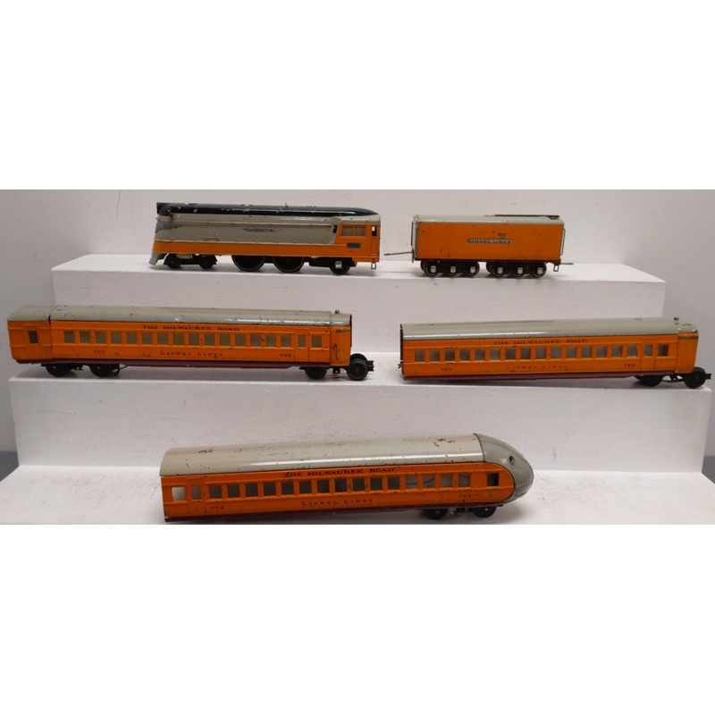 Lionel 250E Vintage O Prewar Hiawatha Steam Locomotive & Passenger Car Set