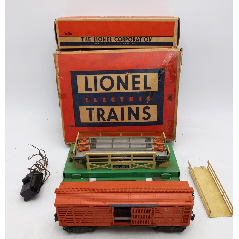 Lionel 3656 Vintage O Operating Cattle Car & Corral Set VG/Box