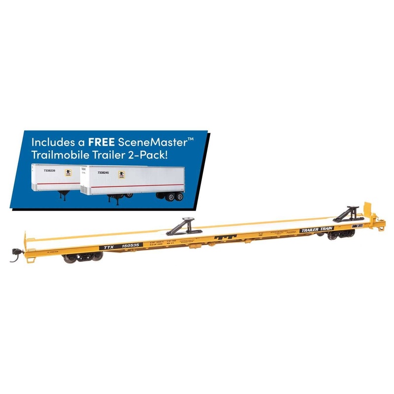 Walthers 910-5737B HO Trailer Train Flat Car with Trailers TTX #150535