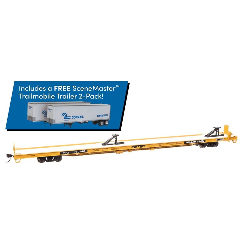 Walthers 910-5738B HO Trailer Train Flat Car with Trailers TTX #150788