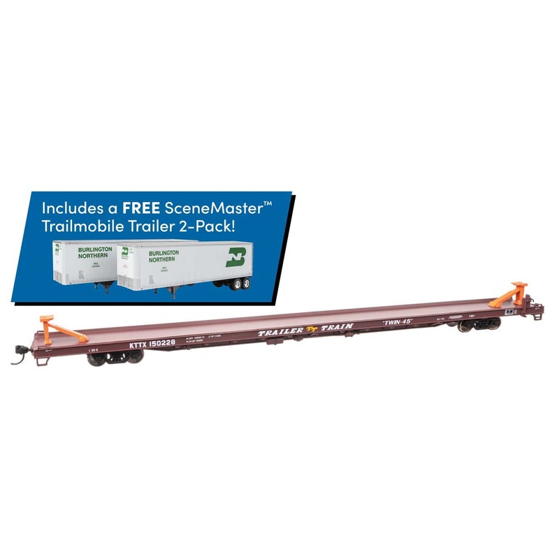 Walthers 910-5748B HO Trailer Train Flat Car with Trailers KTTX #150228