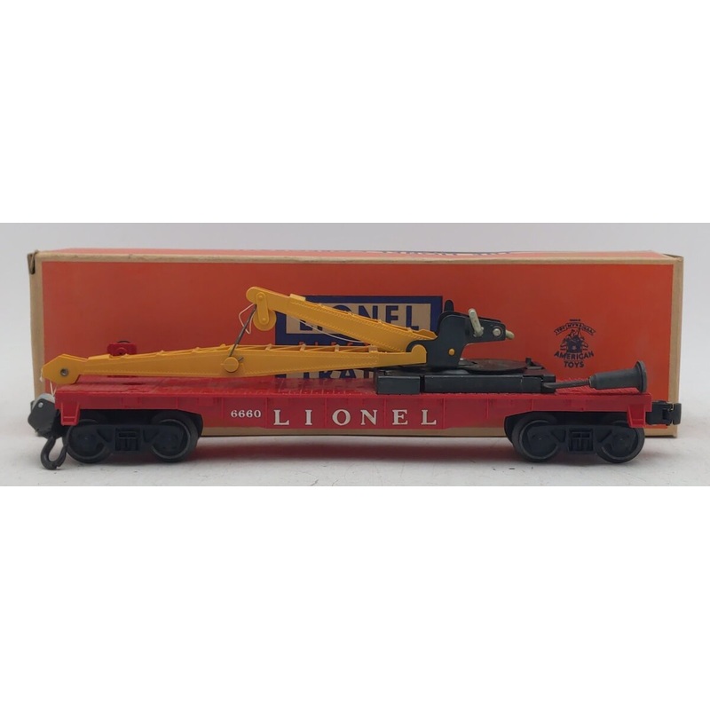 Lionel 6660 Vintage O Operating Flatcar w/ Boom EX/Box