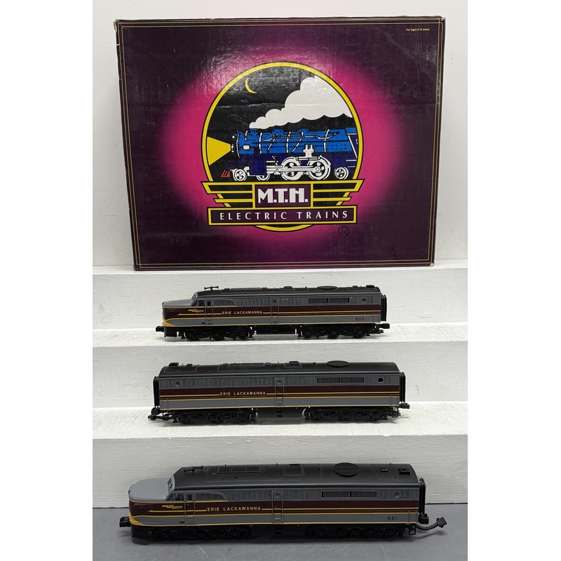 MTH 20-2323-1 Erie Lackawanna Alco PA ABA Diesel Set w/PS2 #855/861 VG/Box