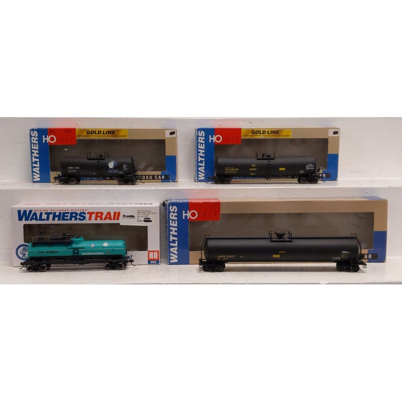 Walthers Assorted HO Tank Cars [4]: #33527, 664755,15818, 90814 VG/Box
