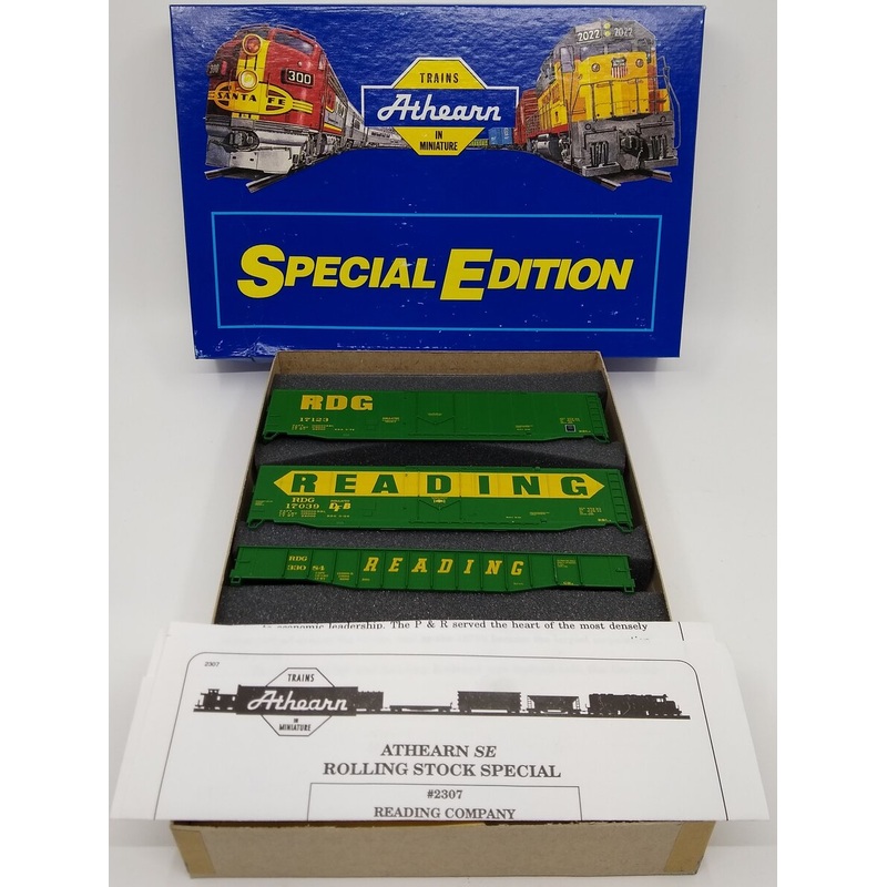 Athearn 2307 HO Scale Reading Company 50′ Box Car & Gondola Kit (Set of 3) EX/Box