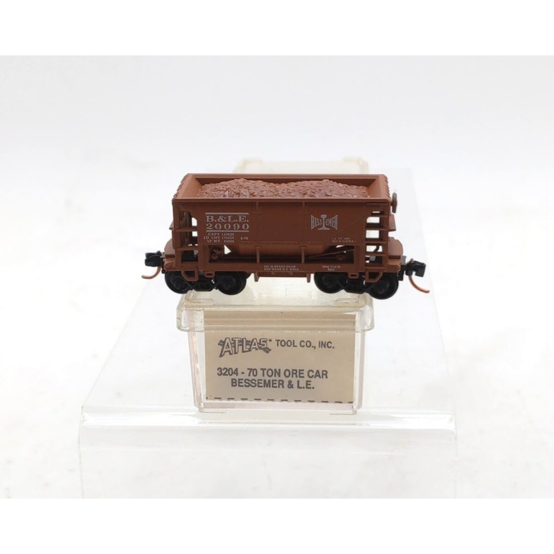 Atlas 3204 N Scale Bessemer & Lake Erie 70 Ton Iron Ore Car w/Load #20090 LN/Box
