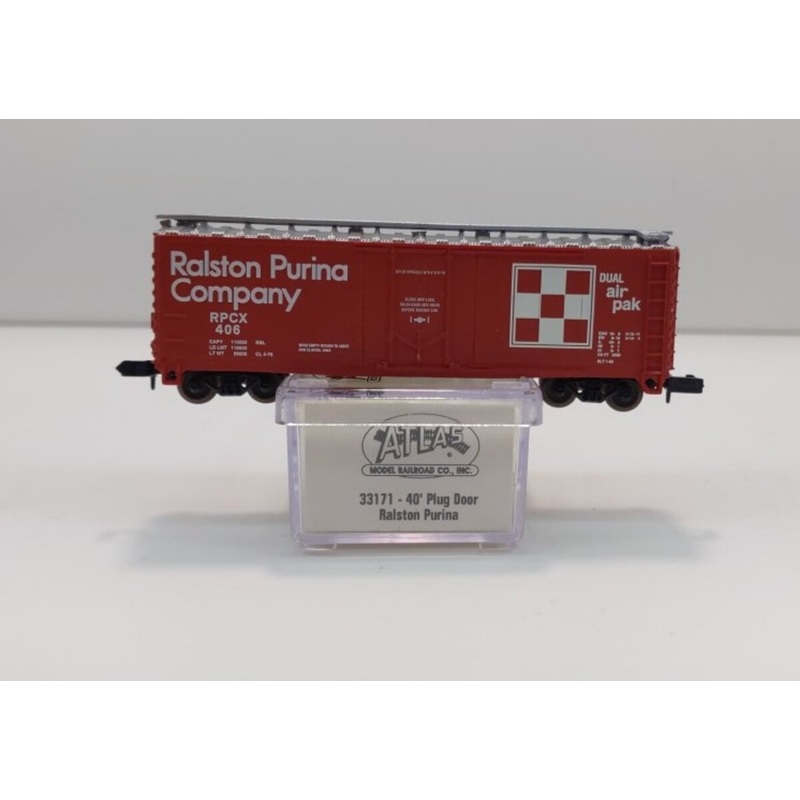 Atlas 33171 N Ralston Purina 40′ Plug Door Boxcar #406 LN/Box
