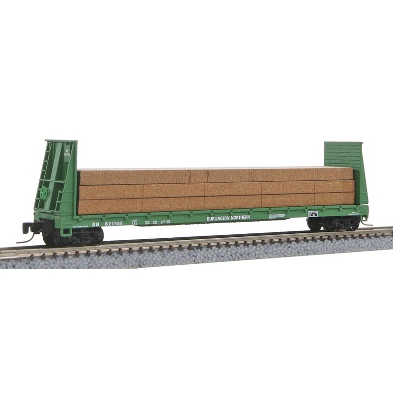 Micro-Trains 52700122 Z BN 60′ Bulkhead Flat Car w/Lumber Load #621145 LN/Box