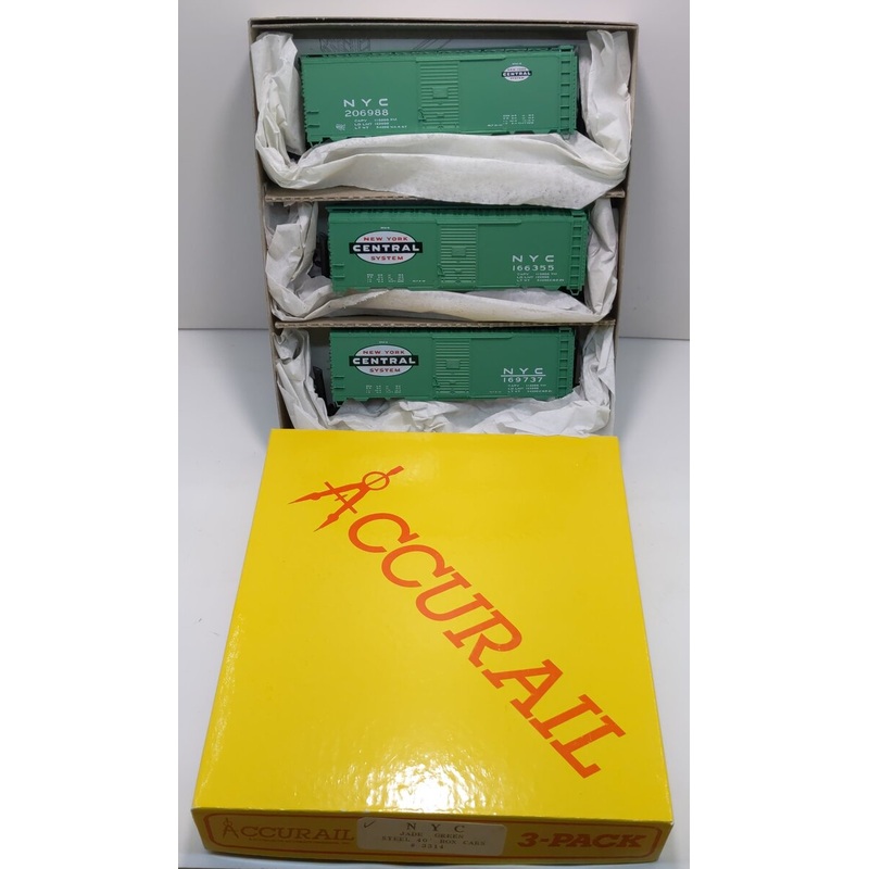 Accurail 3314 HO NYC Jade Green 40′ Box Cars (Set of 3) LN/Box