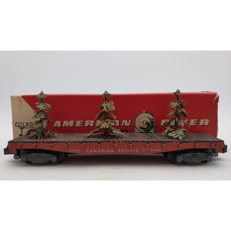 American Flyer 24558 Vintage S Canadian Pacific Flat w/ Christmas Trees VG/Box