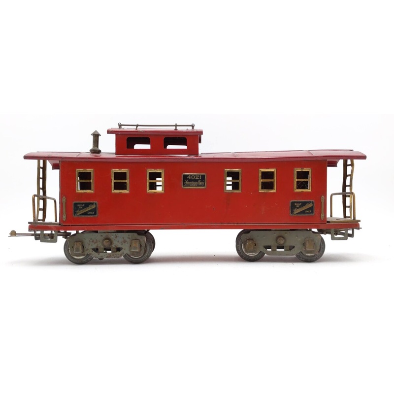 American Flyer 4021 Vintage Wide Standard Gauge Red Tinplate Caboose – Repainted