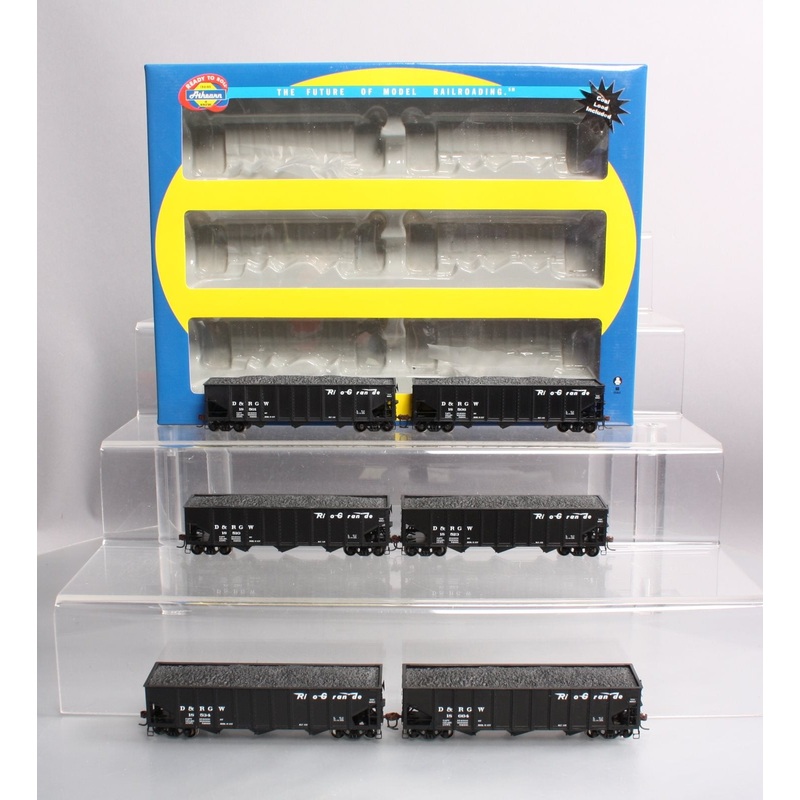 Athearn 76387 HO Scale Rio Grande 3-Bay Outside Braced Open Hopper (Set of 6) NIB