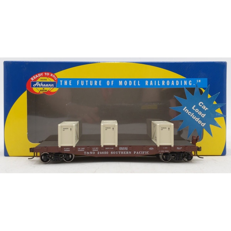 Athearn 92213 HO Southern Pacific RTR 40′ Flat W/3 Crates T & NO # 24650 LN/Box