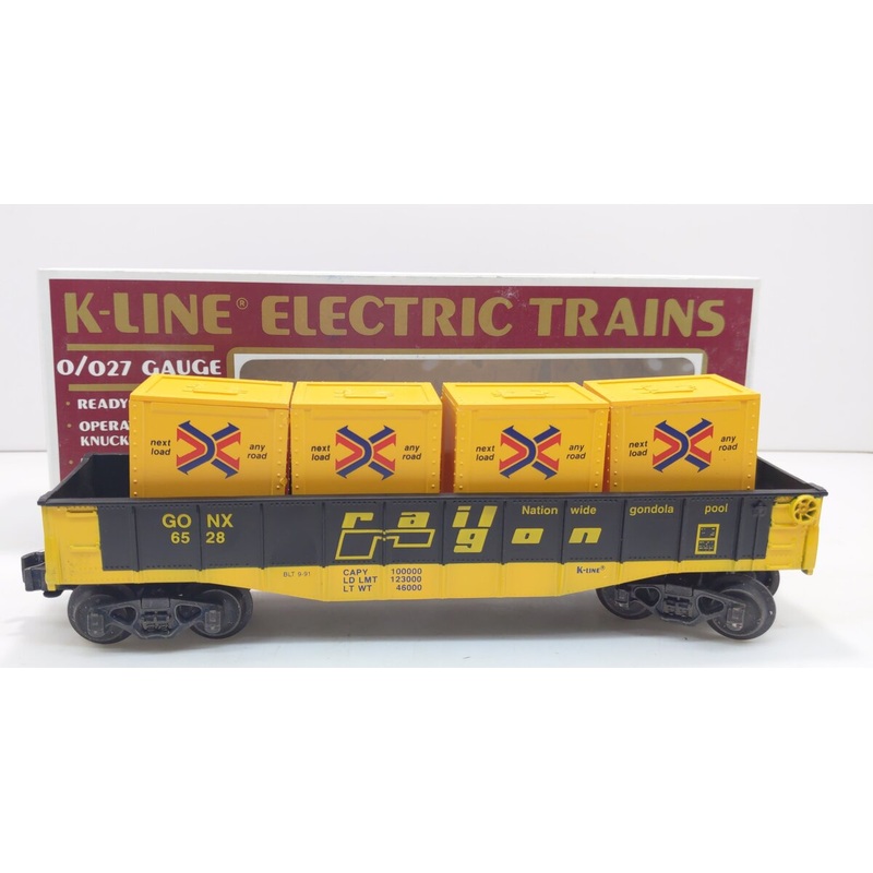 K-Line K6528 O Railgon Classic Gondola w/Containers LN/Box