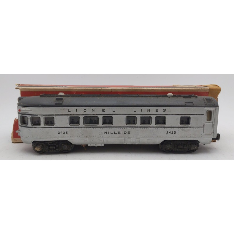 Lionel 2423 Vintage O Lionel Lines Hillside Lighted Observation Car w Gray Roof VG/Box